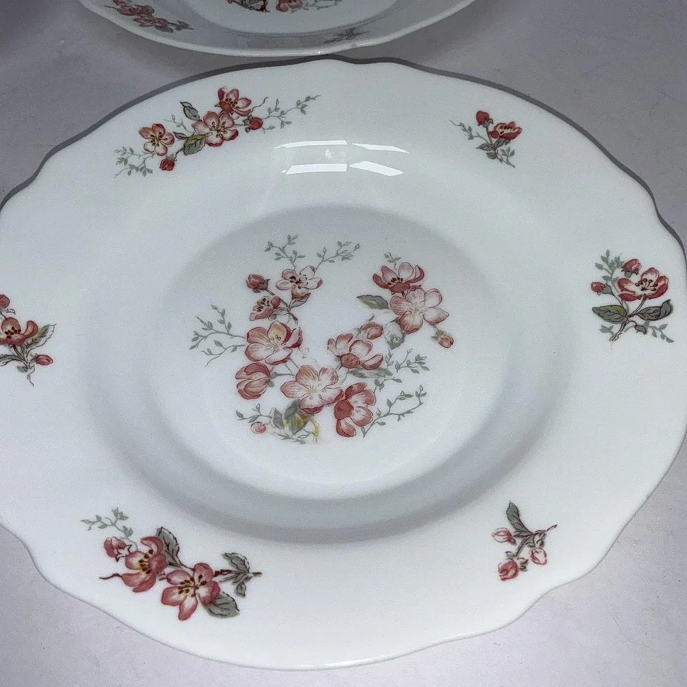 Vintage Set of 4 Arcopal France Pink Cherry Blossom 9